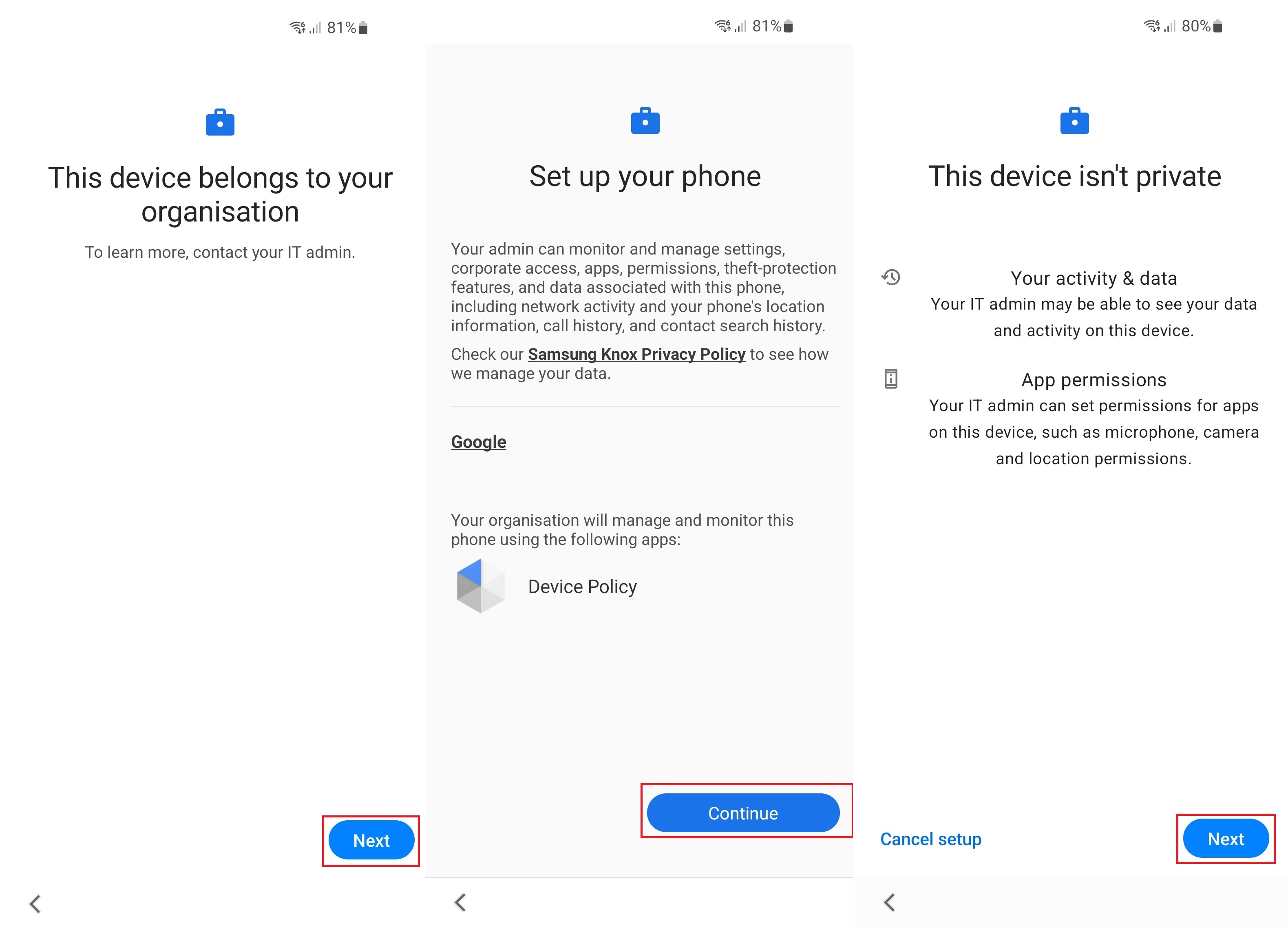 Android device MDM setup