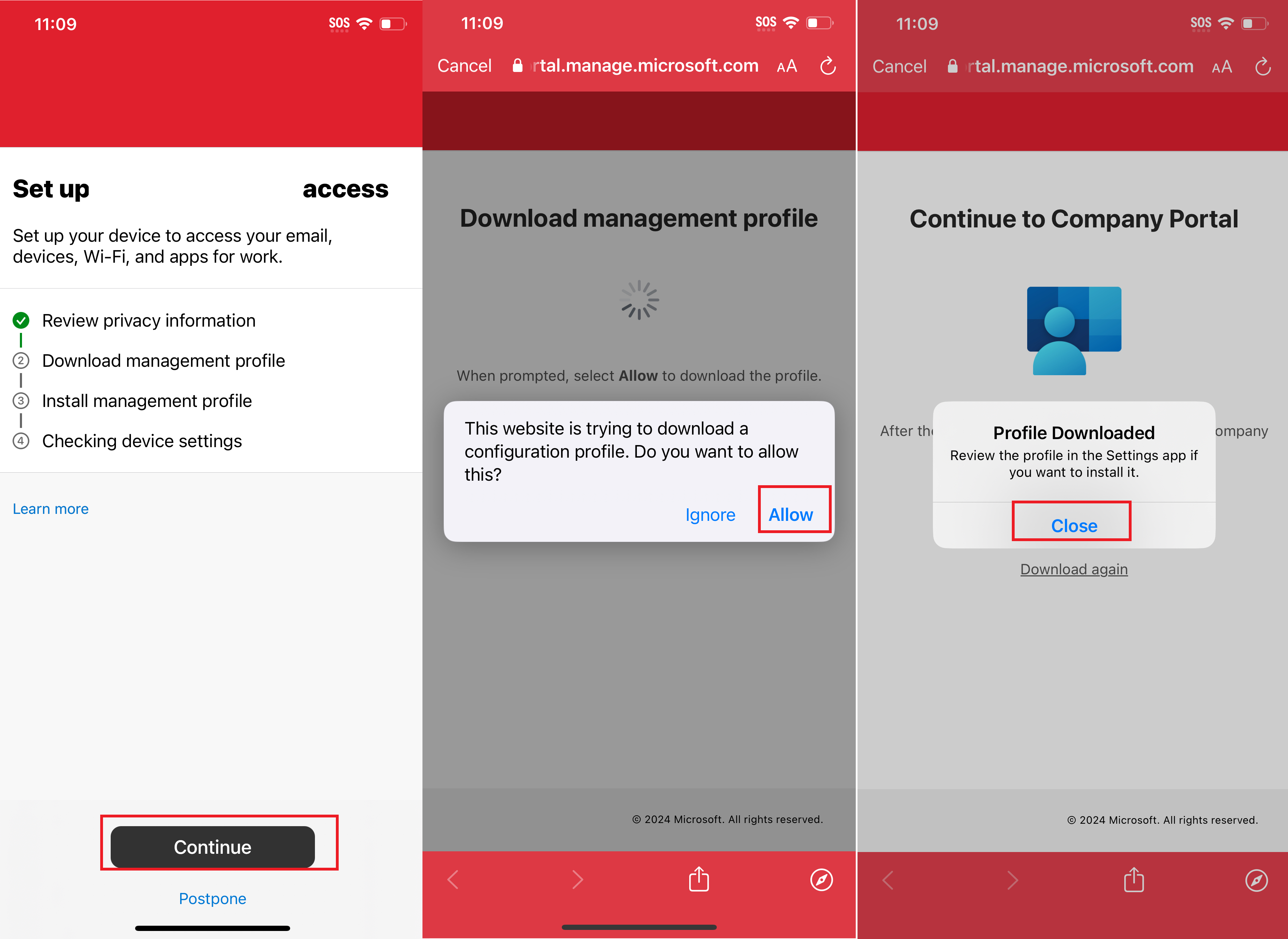 IOS Intune management profile