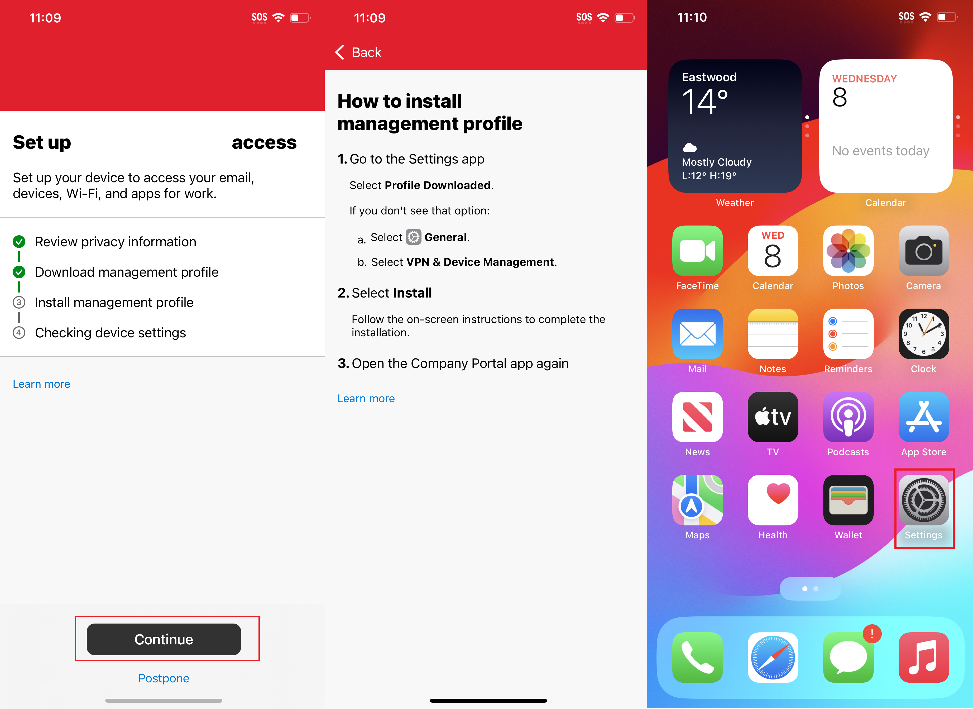 IOS navigate to settings