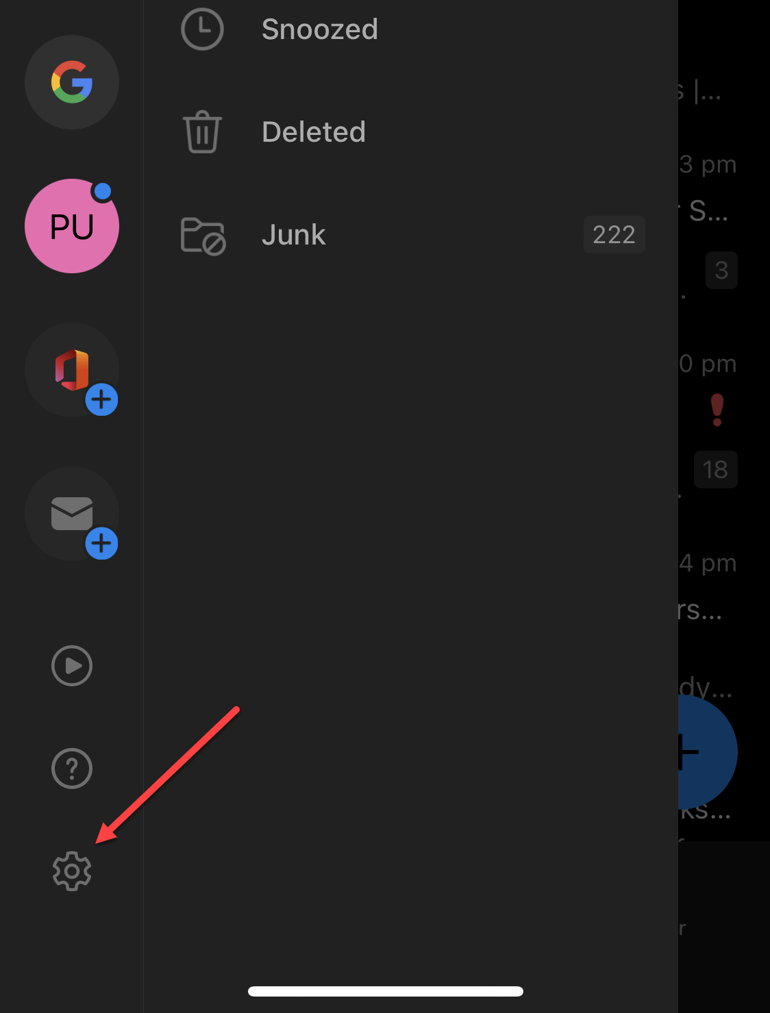 Outlook Settings Button
