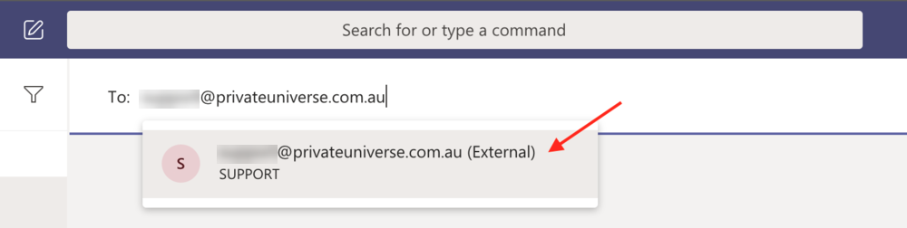 Teams External User Search Results